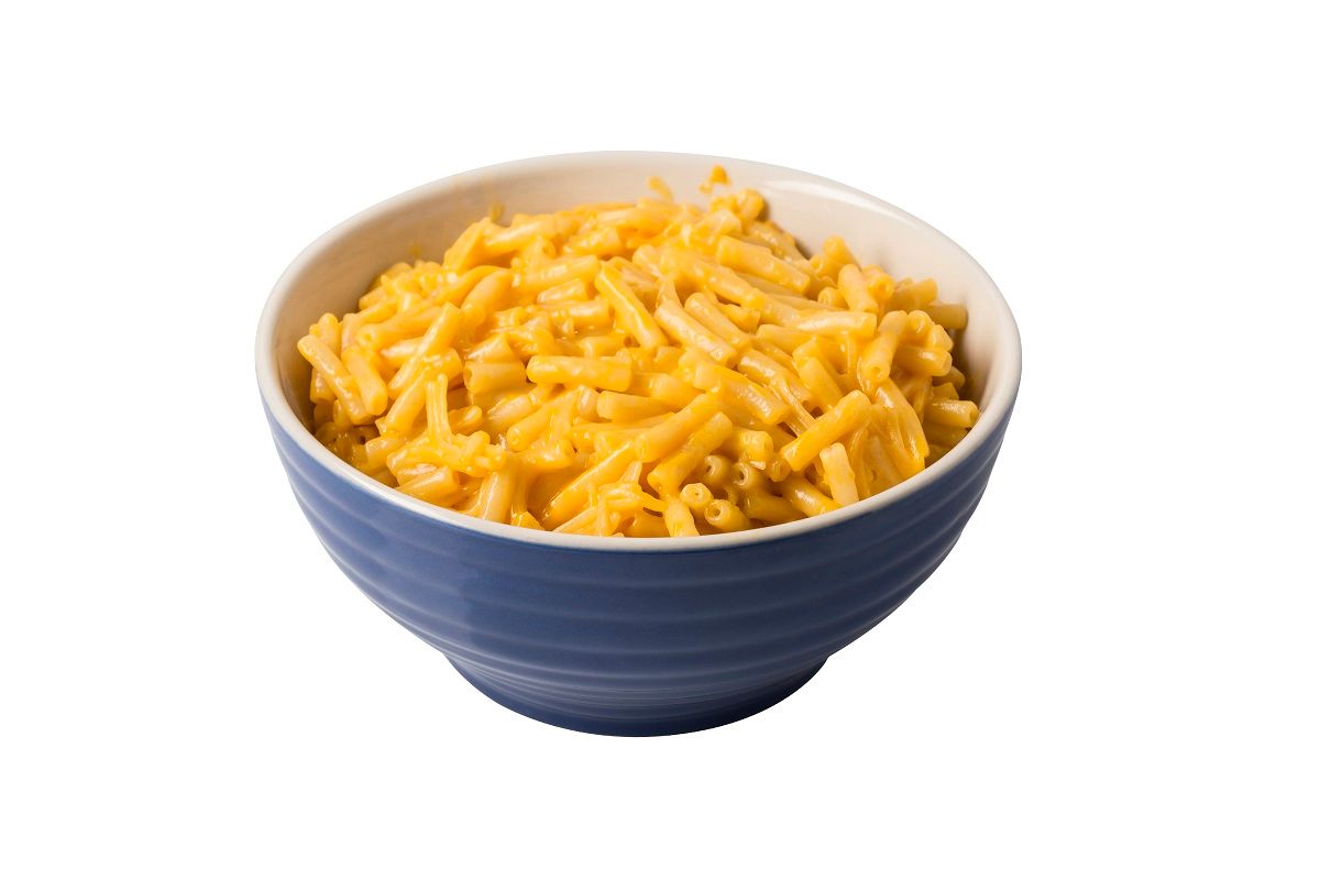 A bowl of boxed macaroni and cheese isolated on white. (IcemanJ via Getty Images)
