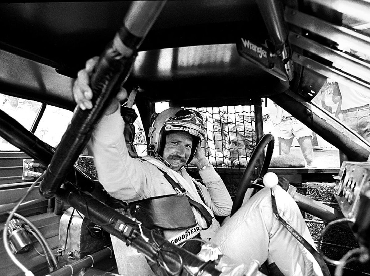 DAYTONA BEACH, FL - JULY 4, 1981:  NASCAR driver Dale Earnhardt Sr. sits in his race car while it is repaired after an accident during the 1981 Firecracker 400 on July 4, 1981 at the Daytona International Speedway in Daytona Beach, Florida.  (Photo by Robert Alexander/Archive Photos/Getty Images) (Getty Images/Stock photo)