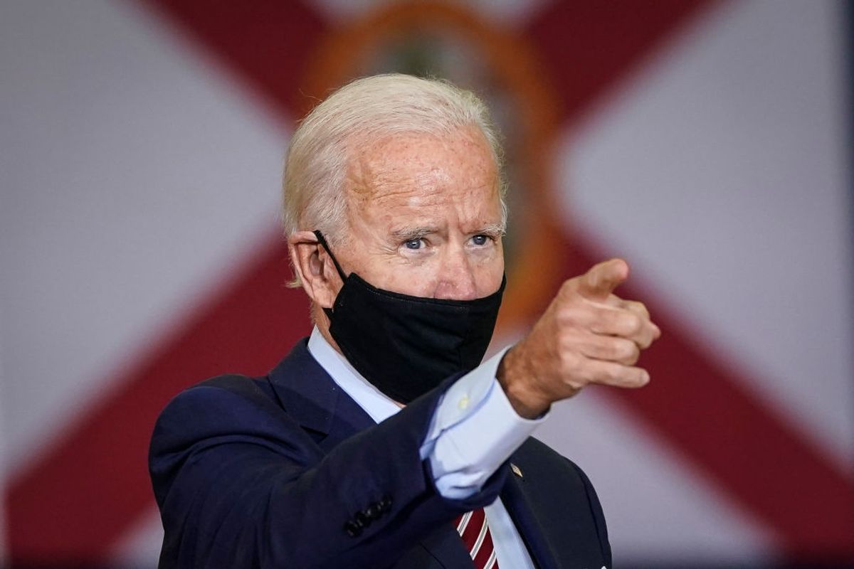 TAMPA, FL - SEPTEMBER 15: Democratic presidential nominee and former Vice President Joe Biden participates in a roundtable event with military veterans at Hillsborough Community College on September 15, 2020 in Tampa, Florida. Biden is making stops in Tampa and Kissimmee in the pivotal swing state of Florida. (Photo by Drew Angerer/Getty Images) (Getty Images)