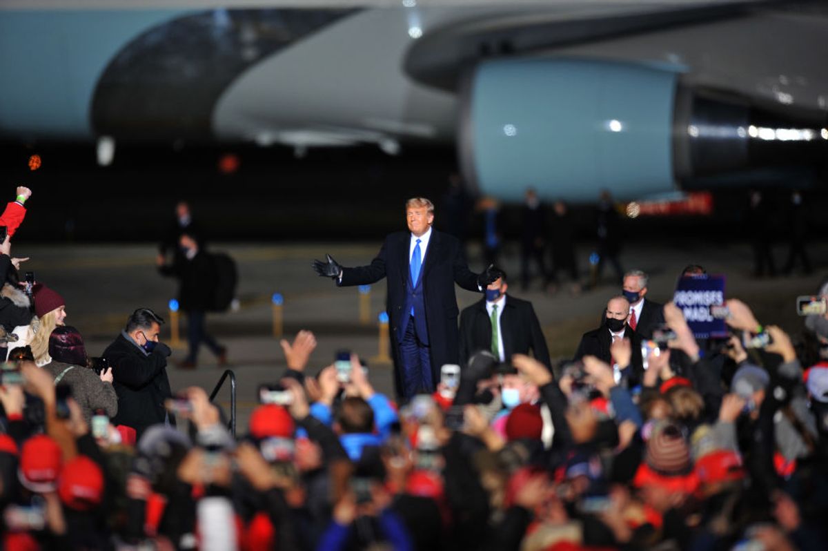 OMAHA, NE - OCTOBER 27: US President Donald Trump speaks during a campaign rally on October 27, 2020 in Omaha, Nebraska.  With the presidential election one week away, candidates of both parties are attempting to secure their standings in important swing states. (Photo by Steve Pope/Getty Images) (Steve Pope/Getty Images)
