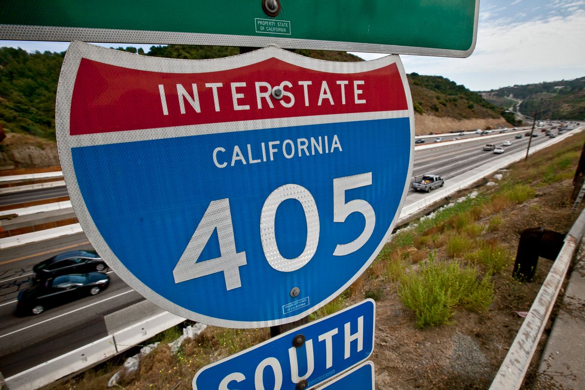 The 405 freeway between the 10 and 101 freeway, also known as the Sepulveda pass. The 405 will be closed for two days, July 16-17, 2011, to widen the freeway and add carpool lanes. The closing of the 405 freeway was dubbed "Carmageddon" and is expected to wreck havoc on L.A. traffic. Residents are warned not to drive anywhere near the closed freeway or attempt to use any shortcuts around the closure. (Photo by Ted Soqui/Corbis via Getty Images) (Ted Soqui/Corbis via Getty Images)