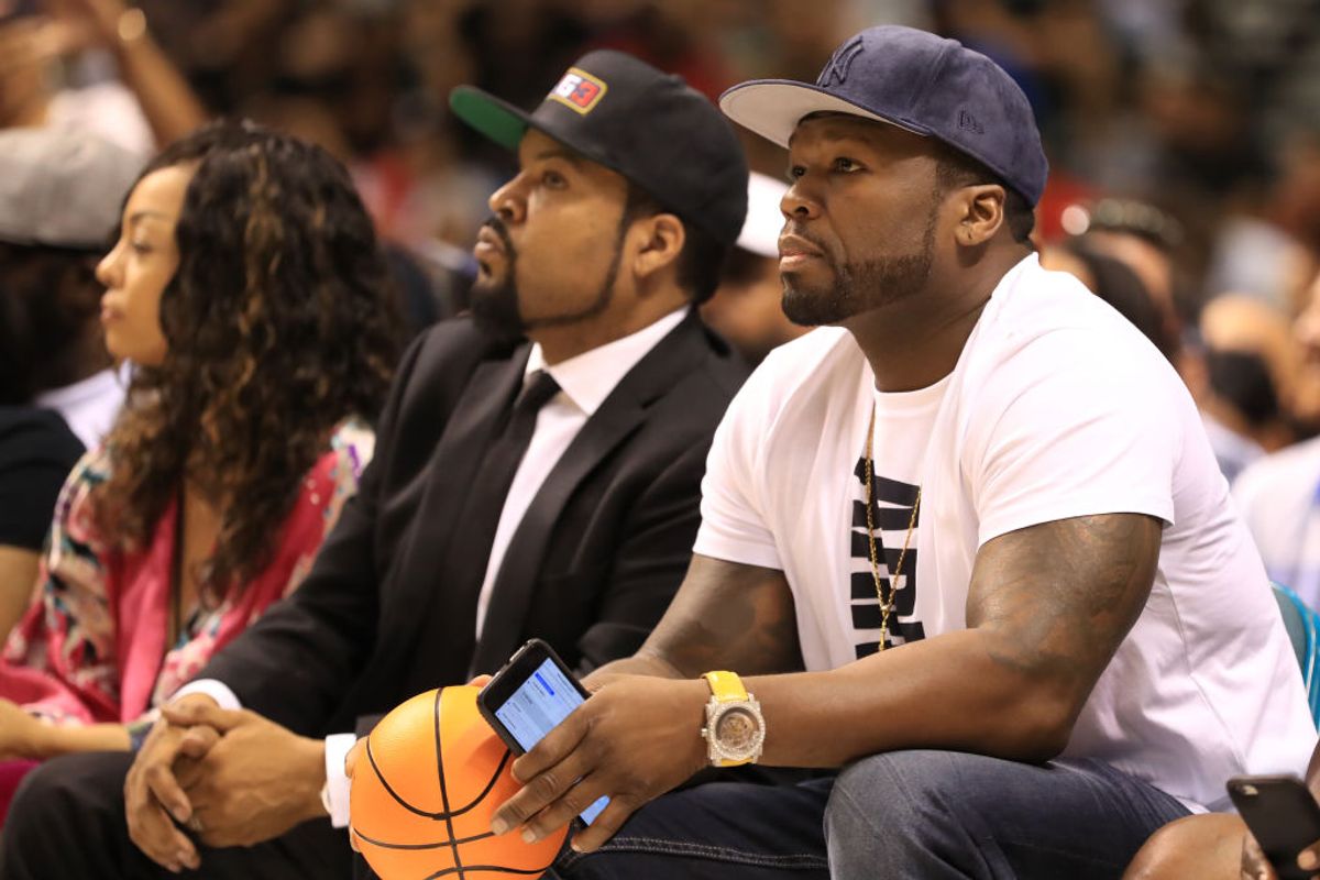LAS VEGAS, NV - AUGUST 26:  BIG3 founder and recording artist Ice Cube and Curtis "50 Cent" Jackson attend the BIG3 three on three basketball league championship game on August 26, 2017 in Las Vegas, Nevada.  (Photo by Sean M. Haffey/BIG3/Getty Images) (Getty Images / Sean Haffey)