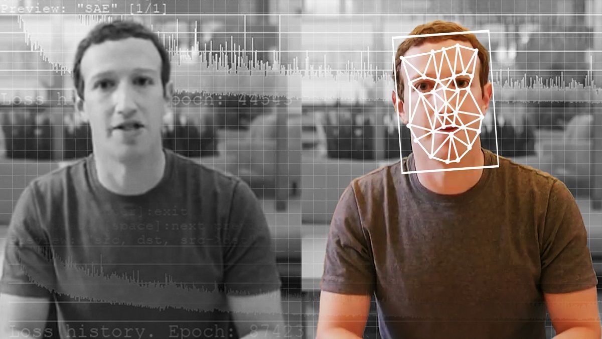 A comparison of an original and deepfake video of Facebook CEO Mark Zuckerberg. (Elyse Samuels/The Washington Post via Getty Images) (The Washington Post via Getty Images)