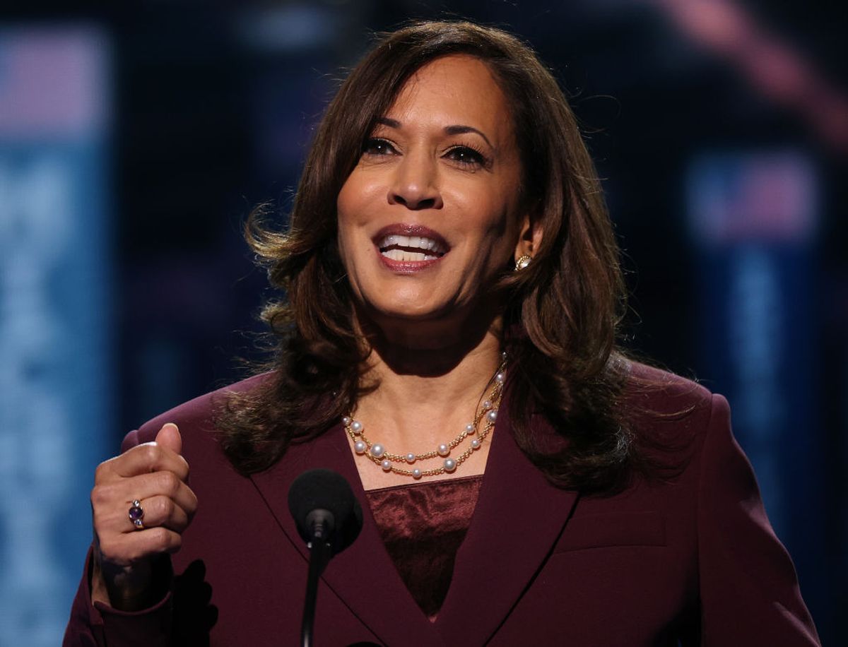 WILMINGTON, DELAWARE - AUGUST 19: Democratic vice presidential nominee U.S. Sen. Kamala Harris (D-CA) speaks on the third night of the Democratic National Convention from the Chase Center August 19, 2020 in Wilmington, Delaware. The convention, which was once expected to draw 50,000 people to Milwaukee, Wisconsin, is now taking place virtually due to the coronavirus pandemic. Harris is the first African-American, first Asian-American, and third female vice presidential candidate on a major party ticket. (Photo by Win McNamee/Getty Images) (Win McNamee/Getty Images)