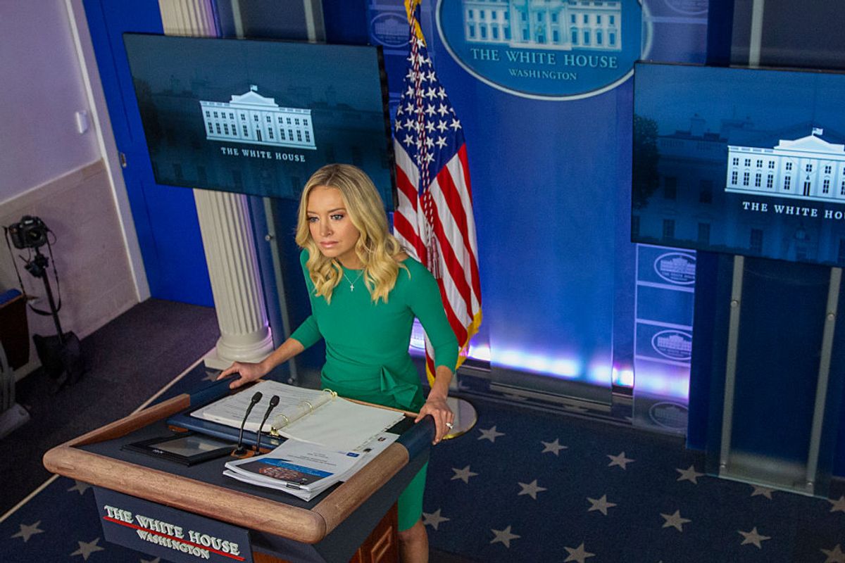 WASHINGTON, DC - NOVEMBER 20: - White House Press Secretary Kayleigh McEnany speaks during a White House press briefing in the James Brady Press Briefing Room at the White House on November 20, 2020 in Washington, DC. The White House held a press briefing as U.S. President Donald Trump continues to challenge the results of the 2020 Presidential election. (Photo by Tasos Katopodis/Getty Images) ( Tasos Katopodis / Stringer, Getty Images)