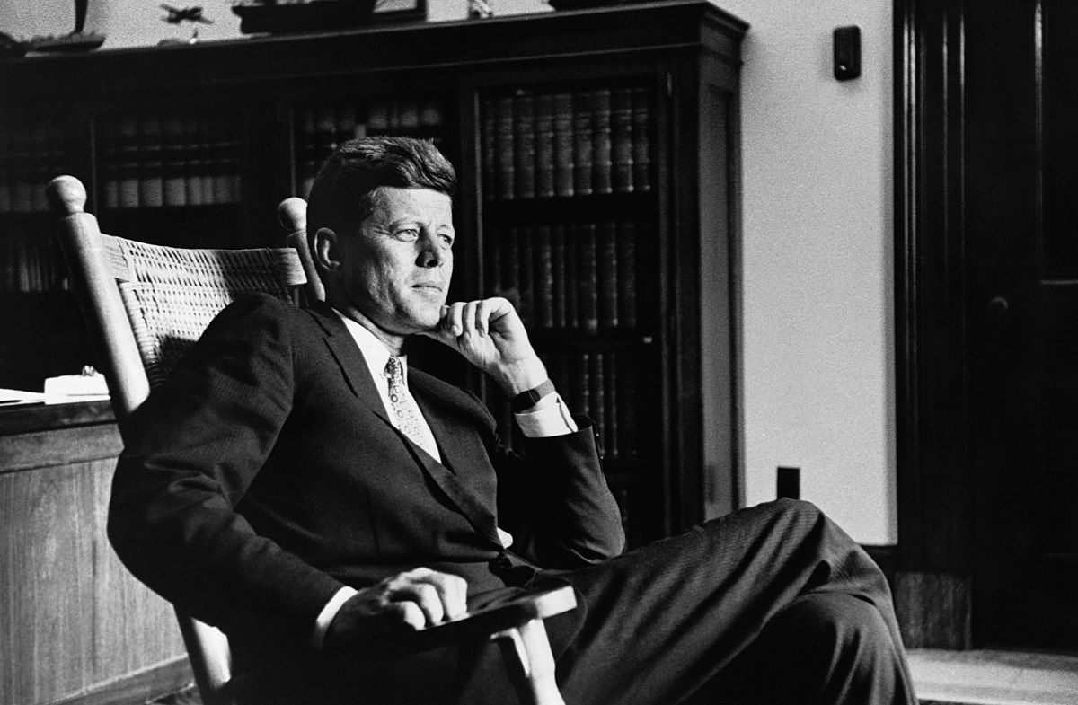 President John F. Kennedy (1917-1963), thirty-fifth president of the United States, relaxes in his trademark rocking chair in the Oval Office. (Photo by © CORBIS/Corbis via Getty Images) (Getty Images / Historical)