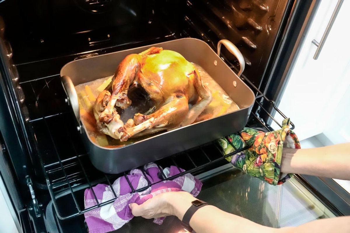 Roasted turkey coming out of oven. (Photo by: Jeffrey Greenberg/Education Images/Universal Images Group via Getty Images) (Getty Images)