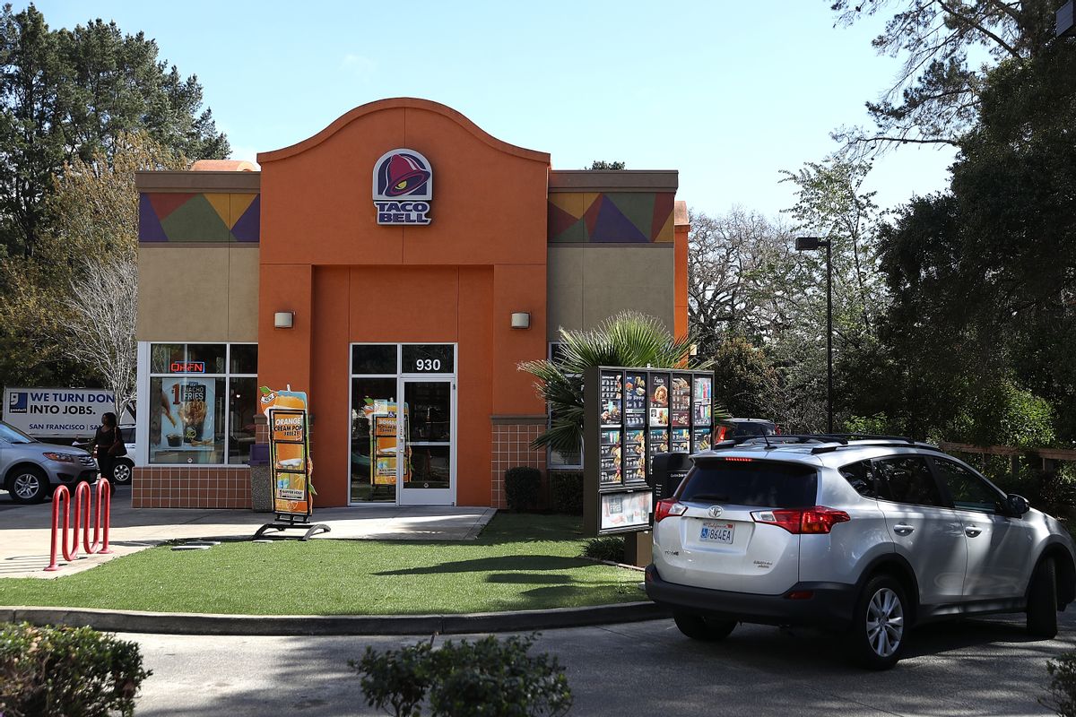 NOVATO, CA - FEBRUARY 22:  A car goes through a drive thru at a Taco Bell restaurant on February 22, 2018 in Novato, California. Taco Bell has become the fourth-largest domestic restaurant brand by edging out Burger King. Taco Bell sits behind the top three restaurant chains McDonald's, Starbucks and Subway.  (Photo by Justin Sullivan/Getty Images) (Justin Sullivan/Getty Images)