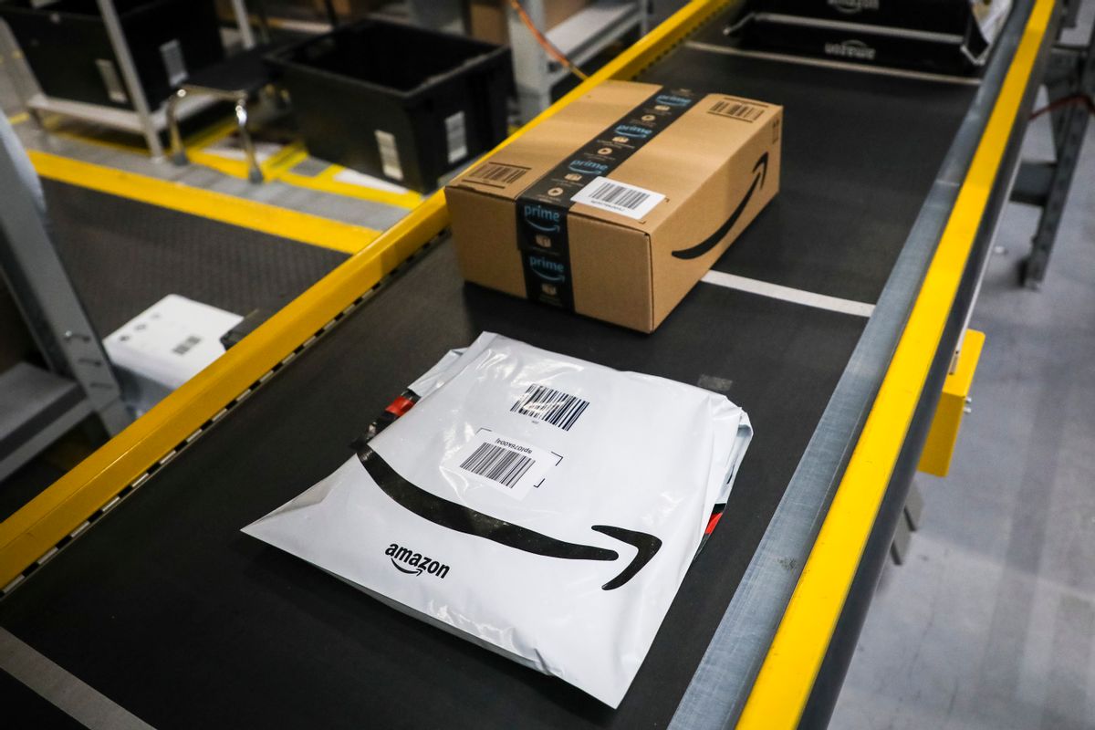 Amazon fulfilment center in Sosnowiec, Poland on 13 May, 2019. The fifth Amazon fulfilment center in Poland is built in the Upper Silesia region. The property totalling 135,000 sqm is built on a 21-hectare site near Panattoni Park Sosnowiec. Amazons  fulfilment centre in Sosnowiec is adapted to the high-bay storage system and dedicated to the distribution of shoes and clothes in Western Europe.  (Photo by Beata Zawrzel/NurPhoto via Getty Images) (Beata Zawrzel/NurPhoto via Getty Images)