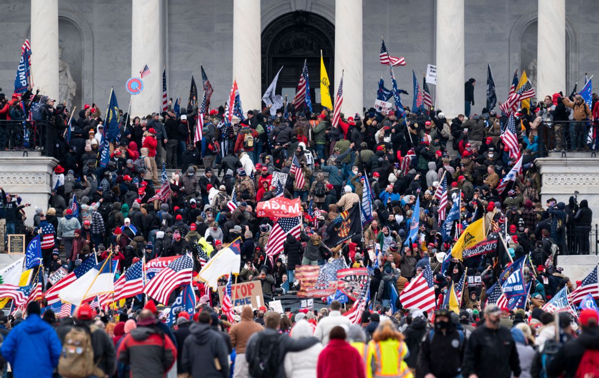 UNITED STATES - JANUARY 6: Trump supporters take over the steps of the Capitol on Wednesday, Jan. 6, 2021, as the Congress works to certify the electoral college votes. (Photo By Bill Clark/CQ-Roll Call, Inc via Getty Images) (Getty Images)