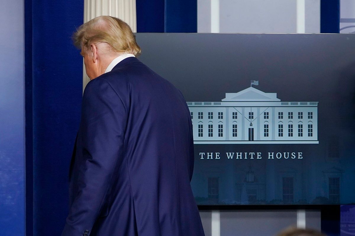 President Donald Trump walks out after speaking in the Brady Briefing Room in the White House, Tuesday, Nov. 24, 2020, in Washington.  (AP Photo/Susan Walsh) (AP Photo/Susan Walsh)