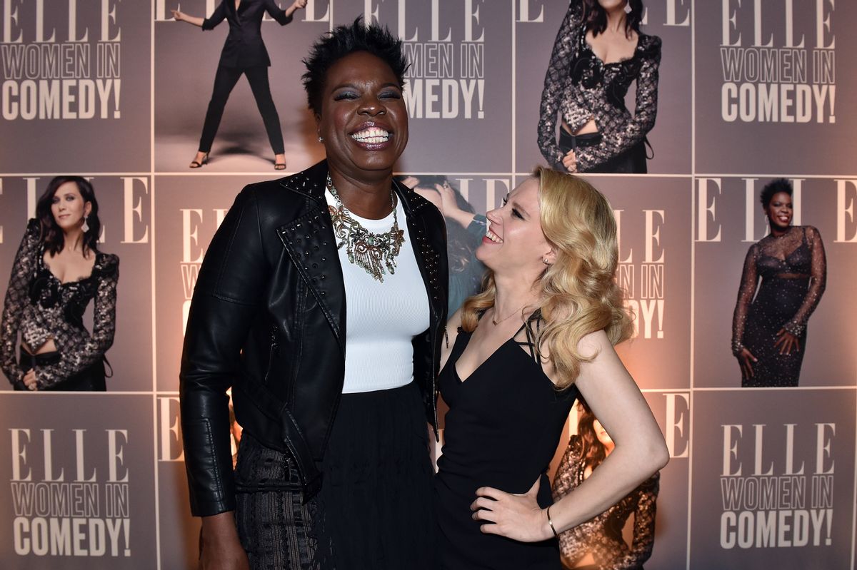 WEST HOLLYWOOD, CA - JUNE 07:  Actors Leslie Jones (L) and Kate McKinnon attend ELLE Women In Comedy event hosted by ELLE Editor-in-Chief Robbie Myers and Leslie Jones, Melissa McCarthy, Kate McKinnon and Kristen Wiig on June 7, 2016 at Hyde Sunset in Los Angeles, California; presented by Secret Deodorant and emceed by Jane Lynch with stand-up performances by Michelle Buteau, Nikki Glaser, Iliza Shlesinger, and Ali Wong.  (Photo by Mike Windle/Getty Images for ELLE) (Mike Windle / Staff)