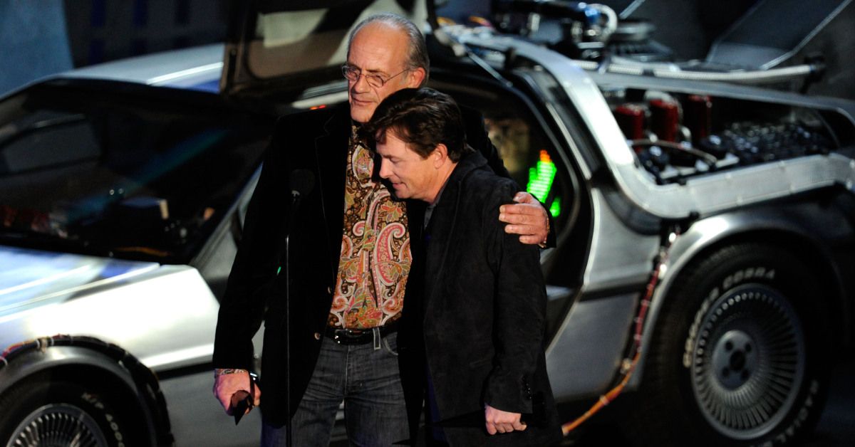 LOS ANGELES, CA - OCTOBER 16:  Actors Christopher Lloyd (L) and Michael J. Fox accept the Discretionary award onstage during Spike TV's "Scream 2010" at The Greek Theatre on October 16, 2010 in Los Angeles, California.  (Photo by Michael Caulfield/Getty Images) (Michael Caulfield/Getty Images)