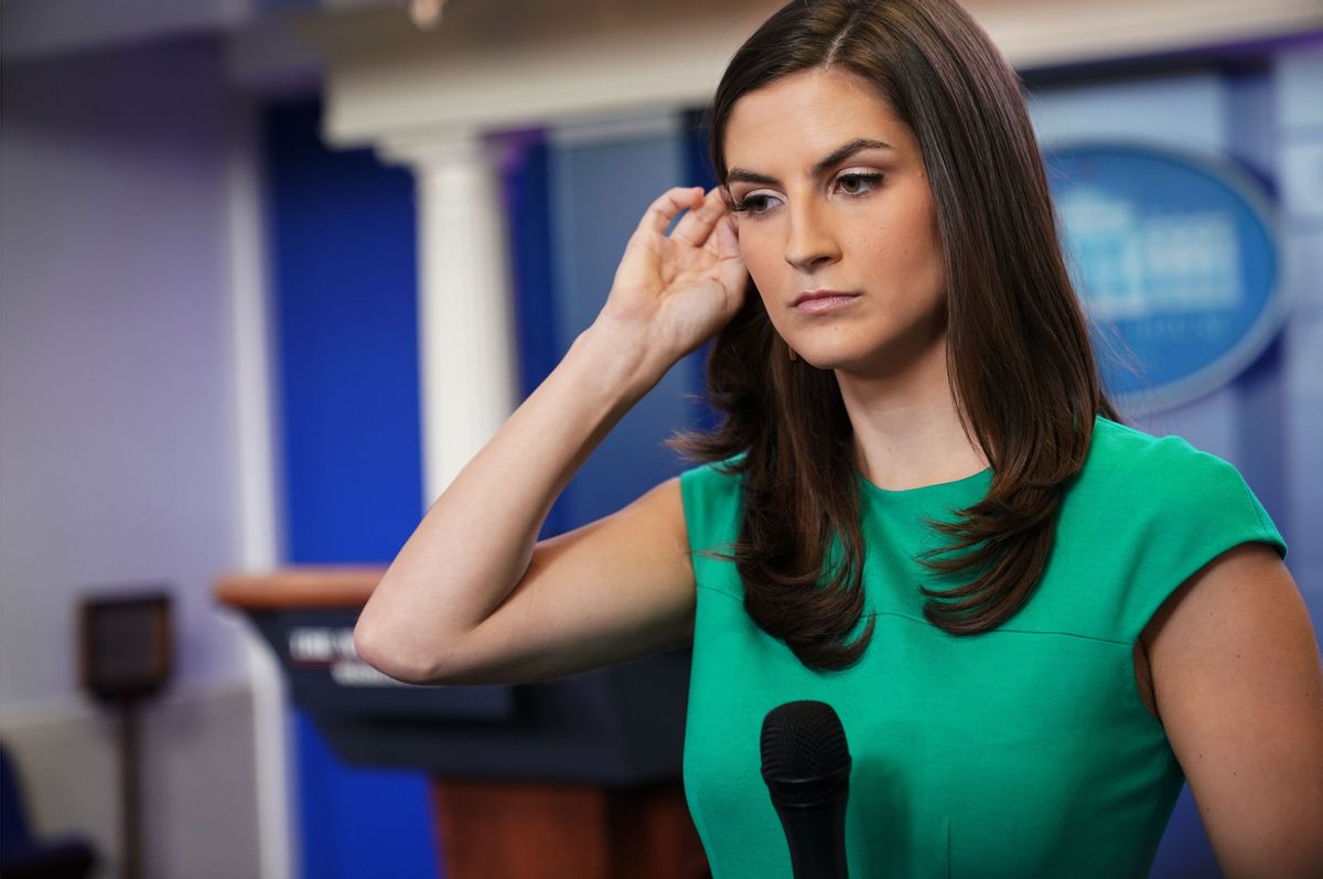 CNN White House correspondent Kaitlan Collins is seen in the Brady Briefing Room of the White House before the start of the daily briefing on August 15, 2018 in Washington, DC. (Photo by MANDEL NGAN / AFP)        (Photo credit should read MANDEL NGAN/AFP via Getty Images) (Mandel Ngan/AFP via Getty Images)