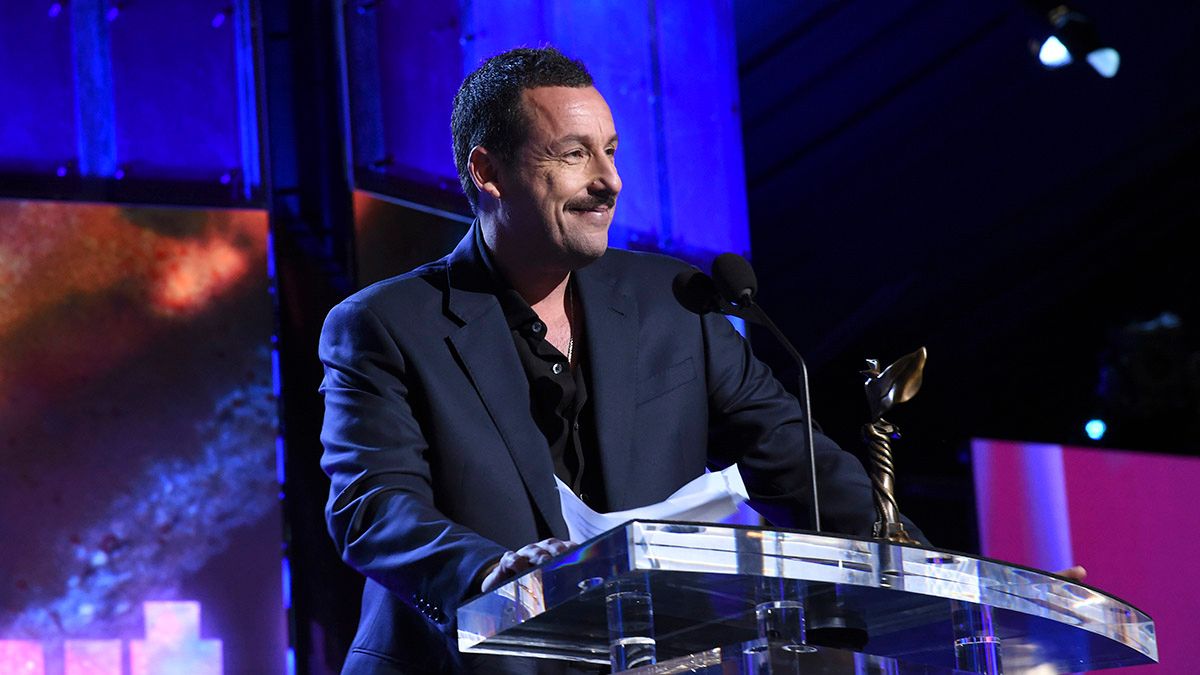 SANTA MONICA, CALIFORNIA - FEBRUARY 08: Adam Sandler accepts the Best Male Lead award for 'Uncut Gems' onstage during the 2020 Film Independent Spirit Awards on February 08, 2020 in Santa Monica, California. (Photo by Michael Kovac/Getty Images) (Michael Kovac/Getty Images)