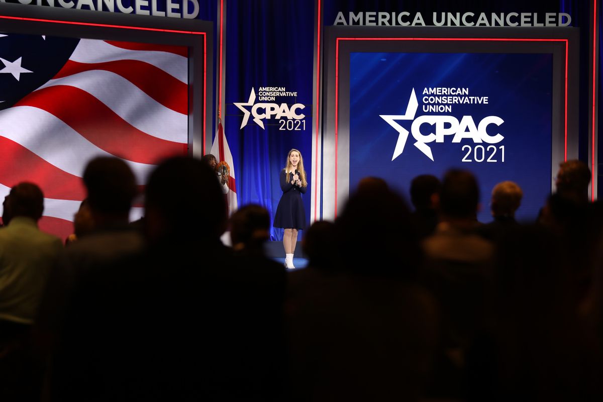 ORLANDO, FLORIDA - FEBRUARY 26: Sailor Sabol sings the National Anthem at the opening of the Conservative Political Action Conference held in the Hyatt Regency on February 26, 2021 in Orlando, Florida. Begun in 1974, CPAC brings together conservative organizations, activists and world leaders to discuss issues important to them. (Photo by Joe Raedle/Getty Images) (Joe Raedle/Getty Images)