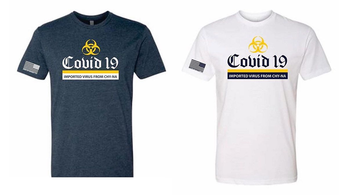 Capt. Jay Baker purportedly acquired COVID-19-themed shirts that said "Imported Virus from Chy-na." (Courtesy: Deadline Apparel) (Deadline Apparel (Facebook))