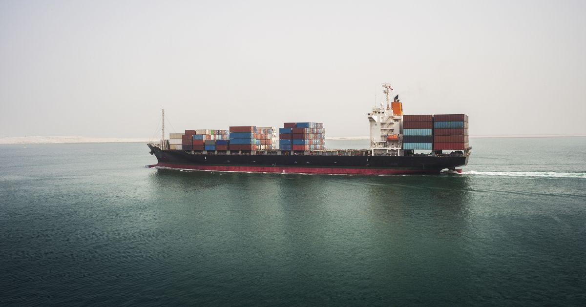 Container ship moving on Suez Canal. (Getty Images/Stock photo)