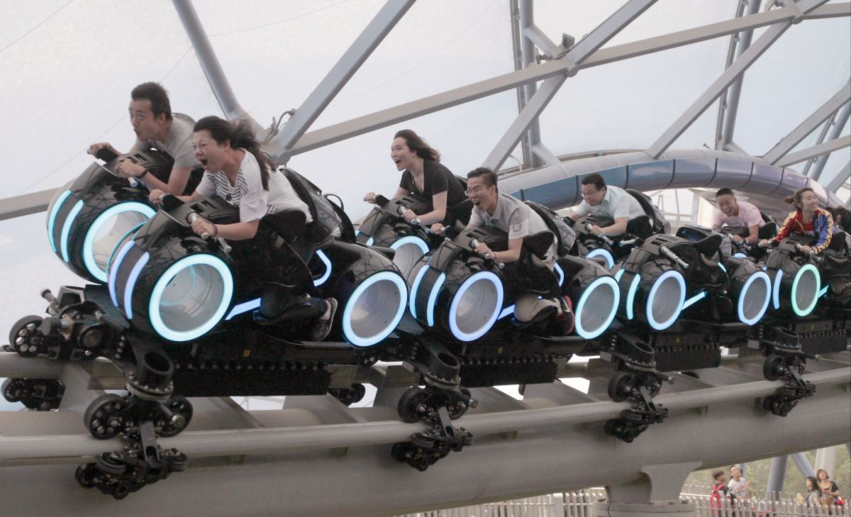 Tron Lightcycle Power Run. Tourists are pictured in Shanghai's Disney theme park on its first opening day on Jun. 16, 2016. 16JUN16 Photo by Simon Song (Photo by Simon Song/South China Morning Post via Getty Images) ( Simon Song/South China Morning Post via Getty Images)