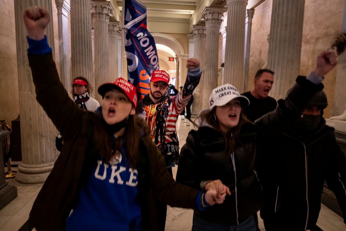 WASHINGTON, DC - JANUARY 6: Supporters of US President Donald Trump protest inside the US Capitol on January 6, 2021, in Washington, DC. - Demonstrators breeched security and entered the Capitol as Congress debated the 2020 presidential election Electoral Vote Certification. (Photo by Brent Stirton/Getty Images) (Brent Stirton / Getty Images)