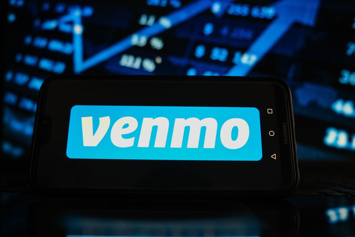 POLAND - 2021/02/05: In this photo illustration a Venmo logo seen displayed on a smartphone screen with stock market graphic on the background. (Photo Illustration by Omar Marques/SOPA Images/LightRocket via Getty Images) (SOPA Images / Contributor)