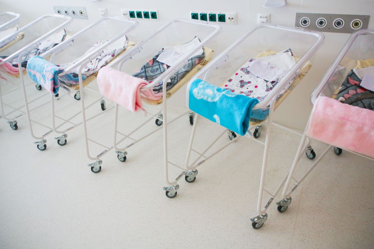 Newborn baby carriages at the Center of Maternity and Women's Medicine was opened as part of Ludwik Rydygier Memorial Specialized Hospital in Krakow, Poland on 25 September, 2018.   (Photo by Beata Zawrzel/NurPhoto via Getty Images) (Beata Zawrzel/NurPhoto via Getty Images)