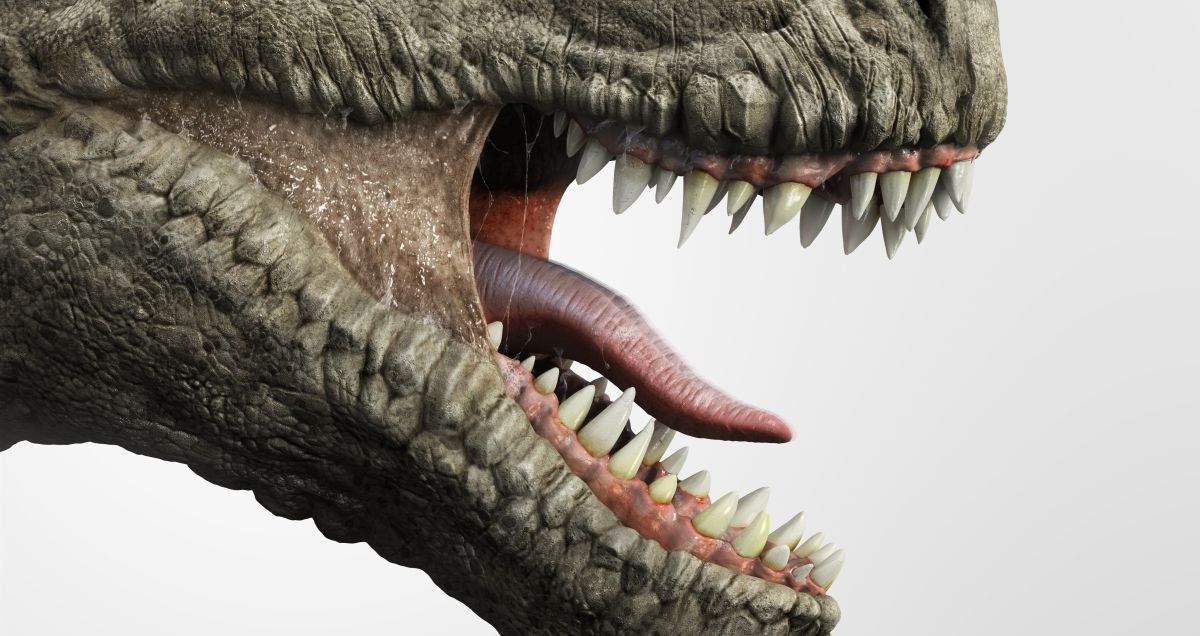 Close up of T-rex disnosaur mouth made entirely in 3d. (Getty Images)
