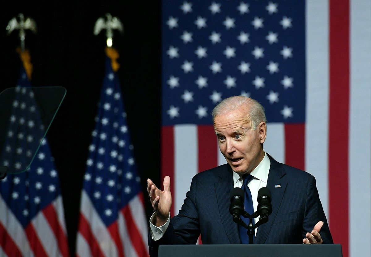 US President Joe Biden speaks during a commemoration of the 100th anniversary of the Tulsa Race Massacre at the Greenwood Cultural Center in Tulsa, Oklahoma, on June 1, 2021. - US President Joe Biden traveled Tuesday to Oklahoma to honor the victims of a 1921 racial massacre in the city of Tulsa, where African American residents are hoping he will hear their call for financial reparations 100 years on. (Photo by MANDEL NGAN / AFP) (Photo by MANDEL NGAN/AFP via Getty Images) (Getty Images)