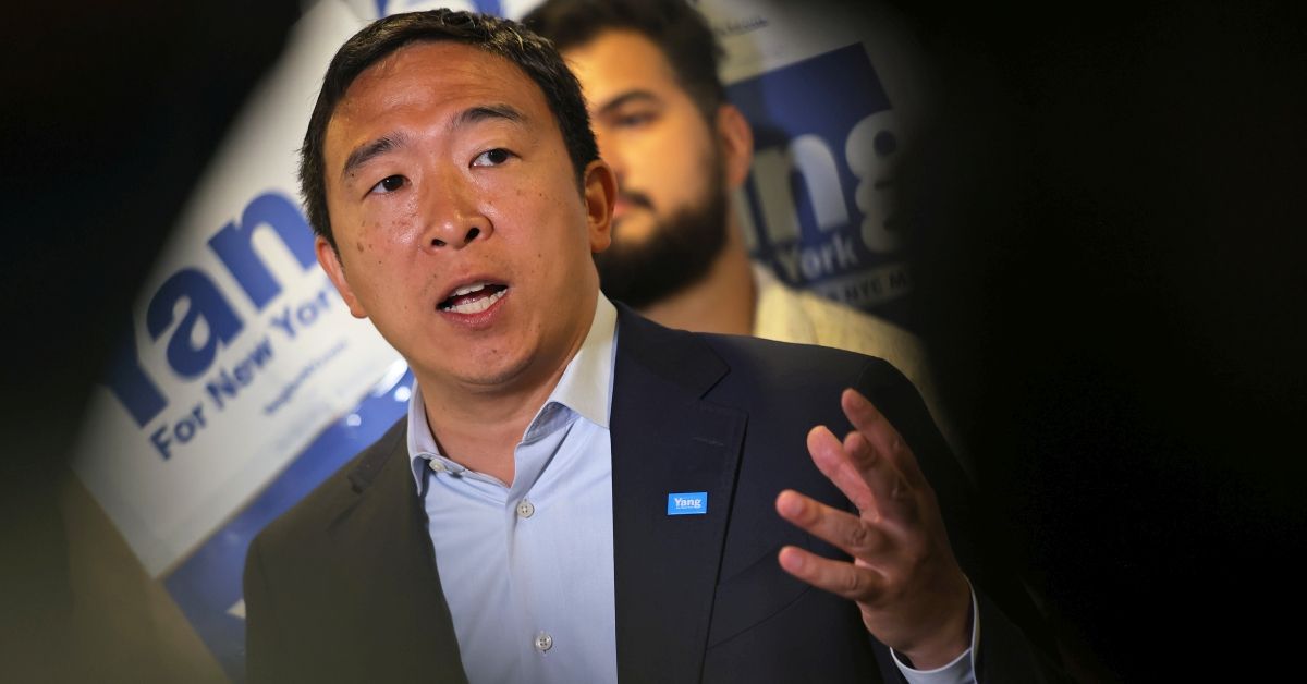 NEW YORK, NEW YORK - JUNE 21: New York City mayoral candidate Andrew Yang speaks during a press conference with Assembly Member Simcha Eichenstein on June 21, 2021 in the Bensonhurst neighborhood of the Brooklyn borough in New York City. At his second event of the day on the eve of New York City Primary Election Day, Yang held a press conference before canvassing and making a last pitch to voters with Eichenstein and the New Era Dems in Brooklyn. (Photo by Michael M. Santiago/Getty Images) (Getty Images)