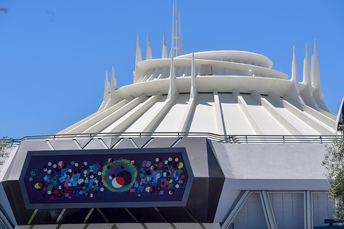Anaheim, CA - April 30: A new mural sits outside Space Mountain in Tomorrowland at Disneyland in Anaheim, CA, on Friday, April 30, 2021. The resort"u2019s parks have been closed for 412 days due to the COVID-19 outbreak. (Photo by Jeff Gritchen/MediaNews Group/Orange County Register via Getty Images) ( MediaNews Group/Orange County Register via Getty Images )