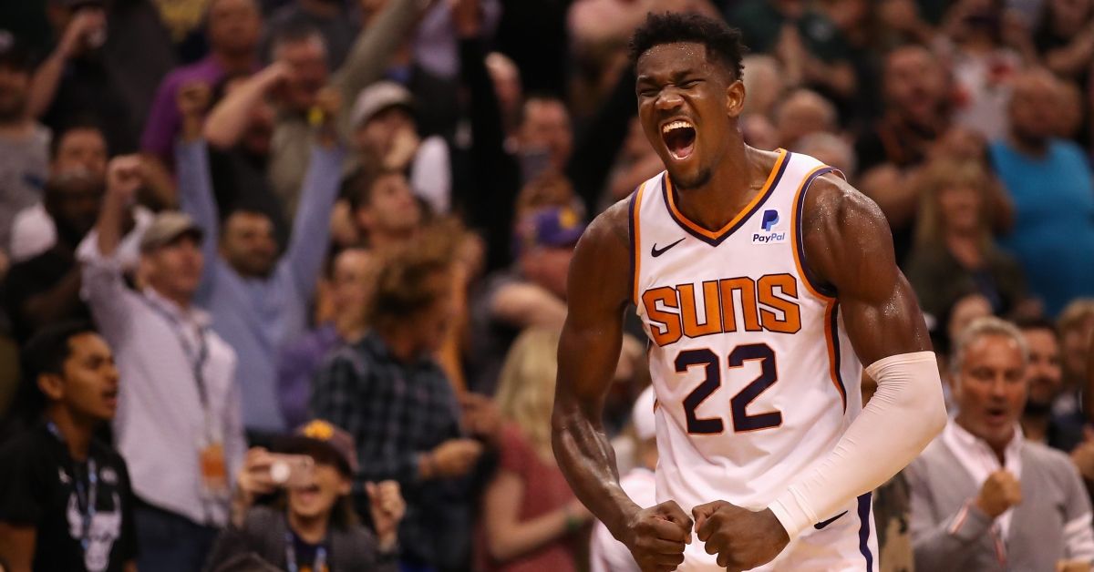 PHOENIX, ARIZONA - MARCH 04:  Deandre Ayton #22 of the Phoenix Suns reacts during the final moments of the NBA game against the Milwaukee Bucks at Talking Stick Resort Arena on March 04, 2019 in Phoenix, Arizona. The Suns defeated the Bucks 114-105.  (Photo by Christian Petersen/Getty Images) (Getty Images)