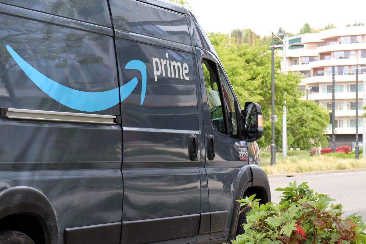 SEATTLE, UNITED STATES - 2021/04/27: An Amazon Prime delivery van is seen in Seattle. The ecommerce company is due to announce its quarterly earnings on 29th Apr 2021. (Photo by Toby Scott/SOPA Images/LightRocket via Getty Images) (Toby Scott/SOPA Images/LightRocket via Getty Images)