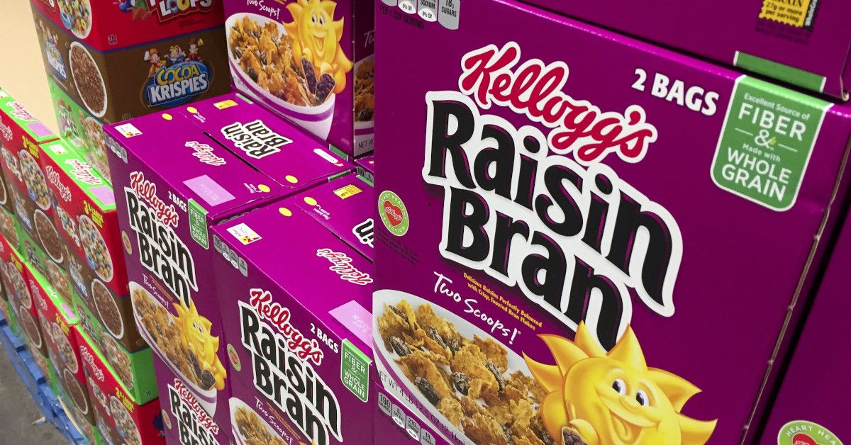 Boxes of Kellogg's cereals including Froot Loops, Cocoa Krispies and Raisin Bran are seen at a store in Arlington, Virginia, December 1, 2016. - Kellogg's is facing a boycott organized by the Trump-aligned Breitbart News after the cereal giant decided to pull its advertising from the website. In the latest clash over corporate marketing and politics, Breitbart called on its readers to stop buying Kellogg's products to protest the company's "act of discrimination and intense prejudice." (Photo by SAUL LOEB / AFP) (Photo by SAUL LOEB/AFP via Getty Images) (Saul Loeb/AFP via Getty Images)