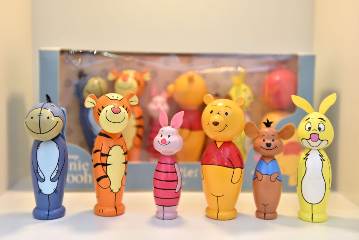 LONDON, ENGLAND - JANUARY 21: Winnie the Pooh wooden skittles set by Orange Tree Toys on display during the Toy Fair at Olympia London on January 21, 2020 in London, England. The Toy Fair is the UK’s largest dedicated toy, game and hobby trade show welcoming more than 270 companies exhibiting thousands of products. (Photo by John Keeble/Getty Images) (Getty Images/Stock photo)