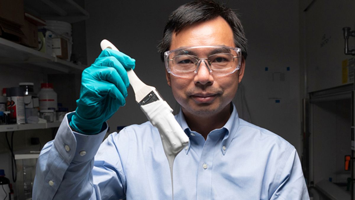Xiulin Ruan, a Purdue University professor of mechanical engineering, and his students have created the whitest paint on record. (Purdue University photo/John Underwood) (Purdue University/John Underwood)