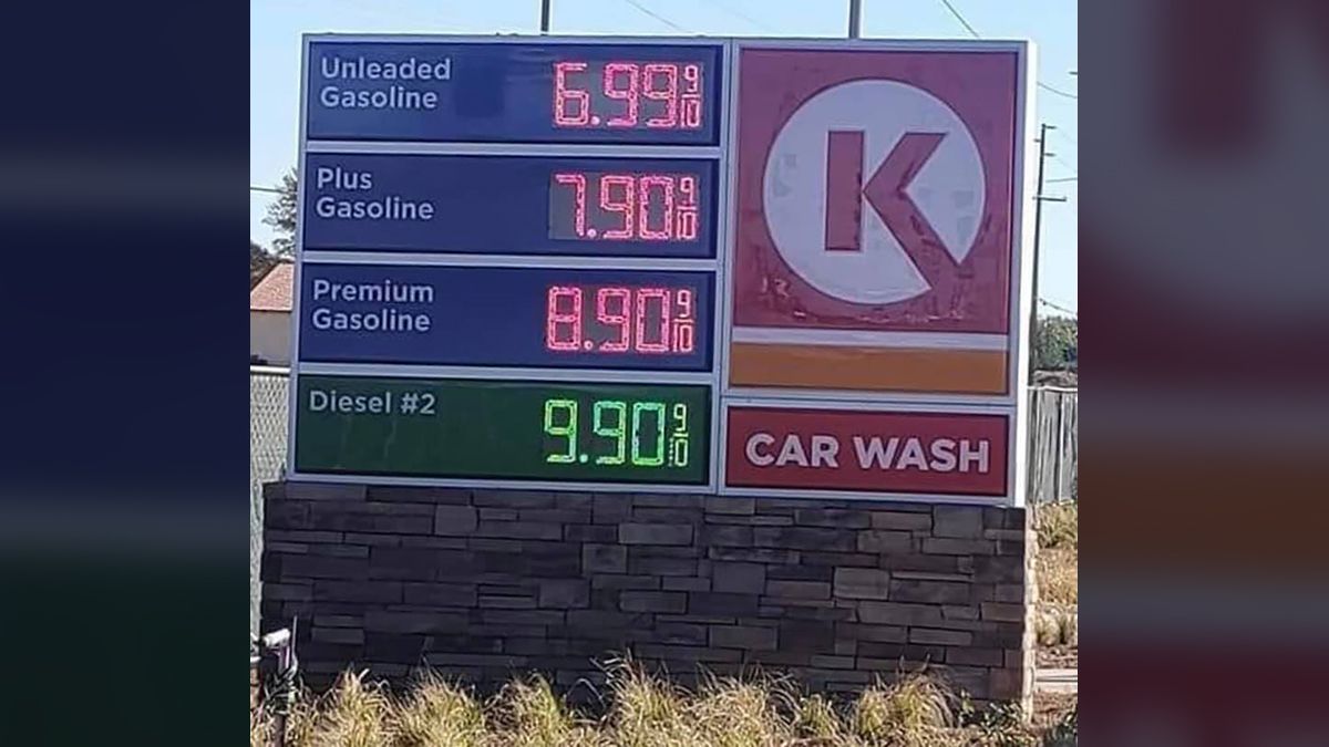 Gas prices at a Circle K in East Lancaster California were not as shown because the gas station had not yet opened.