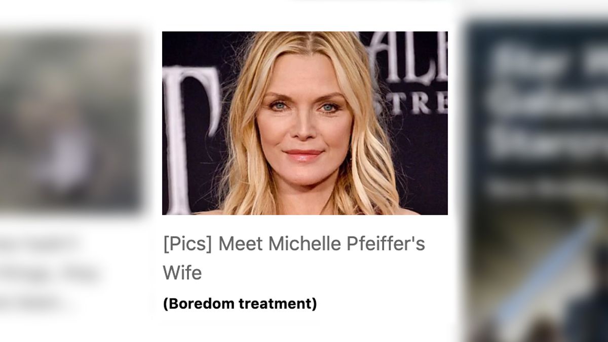 A misleading ad invited readers to meet Michelle Pfeiffer's wife. (Upbeat News)