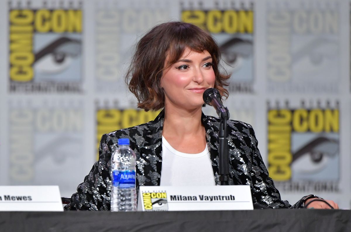 SAN DIEGO, CALIFORNIA - JULY 19:  Milana Vayntrub speak at SYFY WIRE's "It Came From The 90s" during 2019 Comic-Con International at San Diego Convention Center on July 19, 2019 in San Diego, California. (Photo by Amy Sussman/Getty Images) (Amy Sussman/Getty Images)