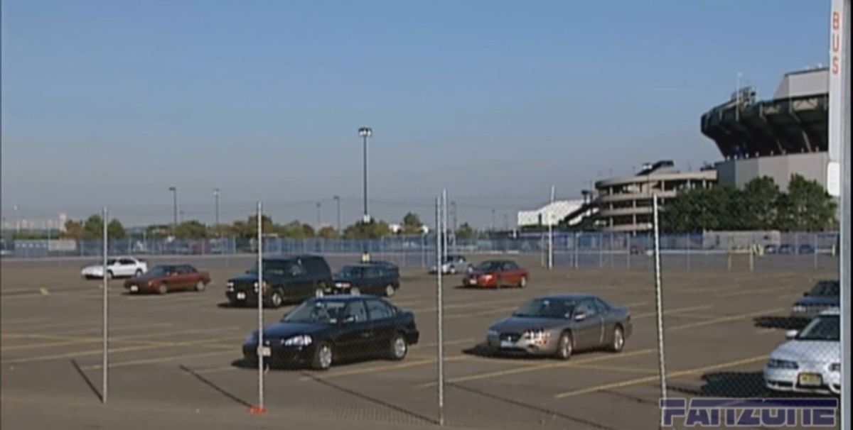 This picture was captioned as cars that never left the Giants Stadium commuter lot after 9/11. (Reddit)