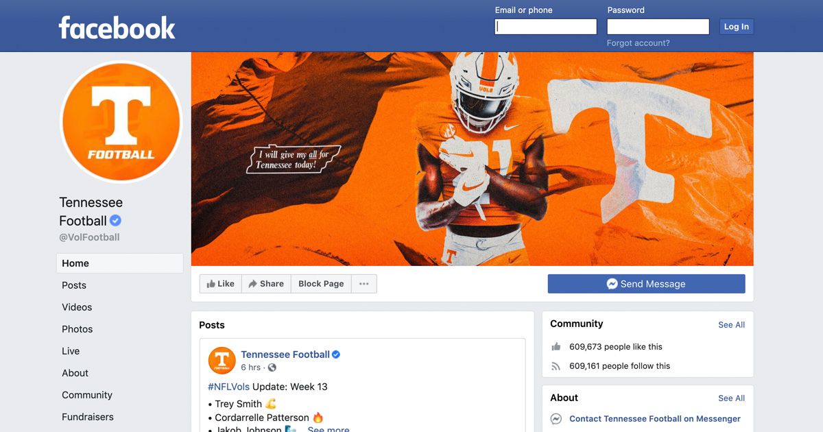 Tennessee Football on Facebook posted Fuck Theo Cade but meant to say Velus Theo Cade. (Facebook)