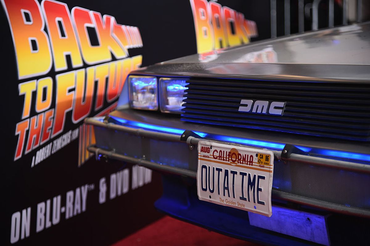 NEW YORK, NY - OCTOBER 21:  A DeLorean car on the red carpet during the Back to the Future reunion with fans in celebration of the Back to the Future 30th Anniversary Trilogy on Blu-ray and DVD on October 21, 2015 at AMC Loews Lincoln Square 13 in New York City.  (Photo by Ilya S. Savenok/Getty Images for Universal Pictures Home Entertainment) (Getty Images/Stock photo)
