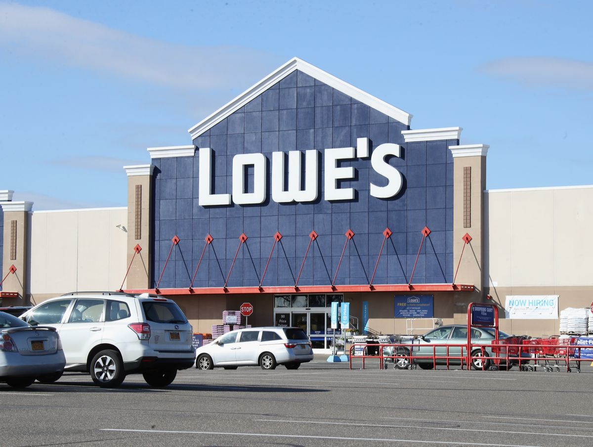 FARMINGDALE, NEW YORK  - MARCH 16: An image of the sign for Lowe's as photographed on March 16,2020 in Farmingdale, New York . (Photo by Bruce Bennett/Getty Images) (Bruce Bennett/Getty Images)