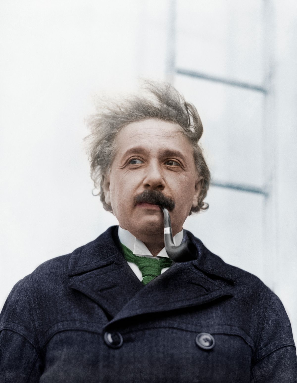 A colourized portrait of German-born American physicist Albert Einstein (1879 - 1955) on his arrival in New York from Europe on the SS Rotterdam, 2nd April 1921. (Bettmann Archive/Getty Images) (Getty Images)