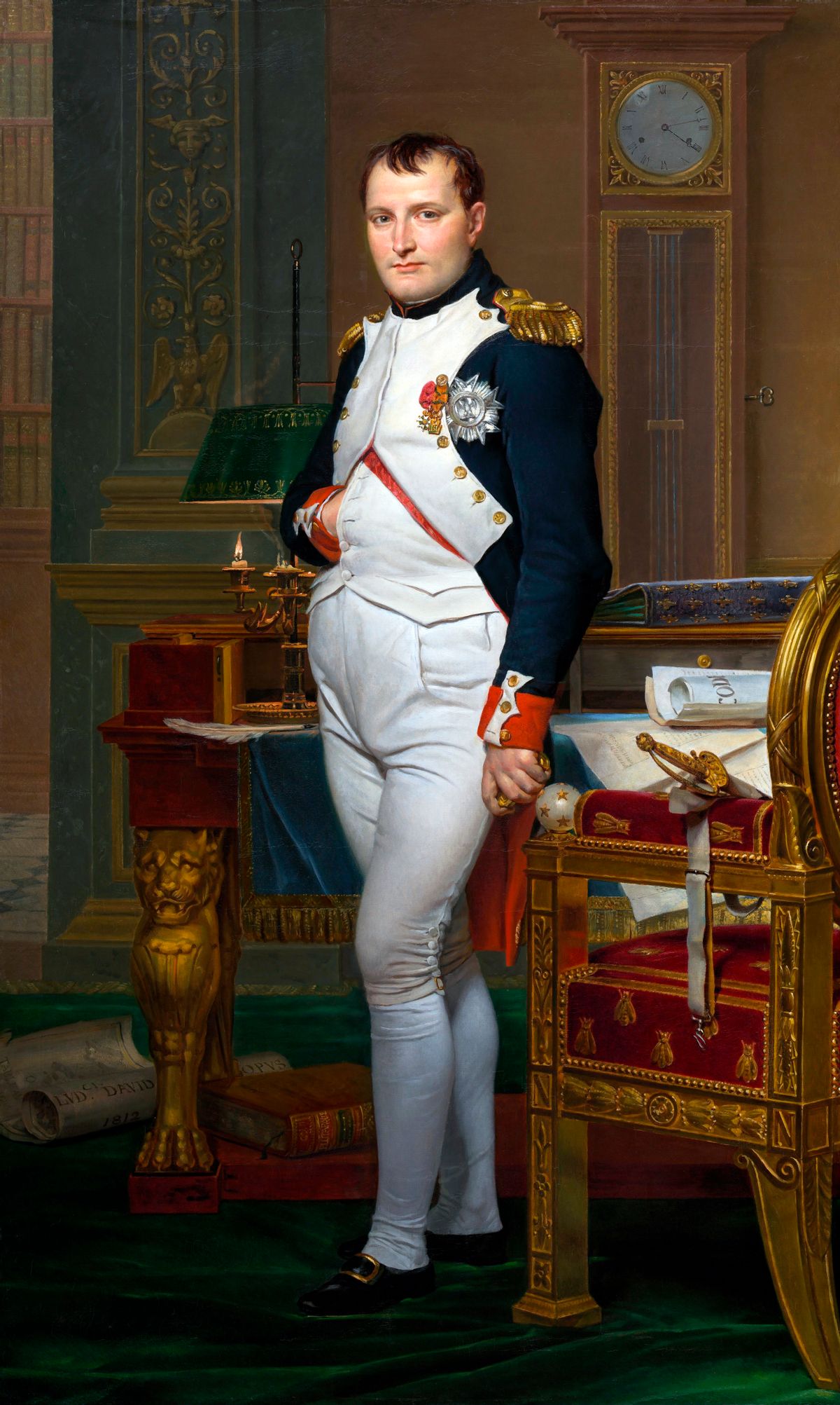 Jacques-Louis David (French, 1748 – 1825), The Emperor Napoleon in His Study at the Tuileries, 1812, oil on canvas, 203.9 x 125.1 cm (80 1/4 x 49 1/4 in.), National Gallery, Washington, D.C. (Photo by VCG Wilson/Corbis via Getty Images) (VCG Wilson/Corbis via Getty Images)