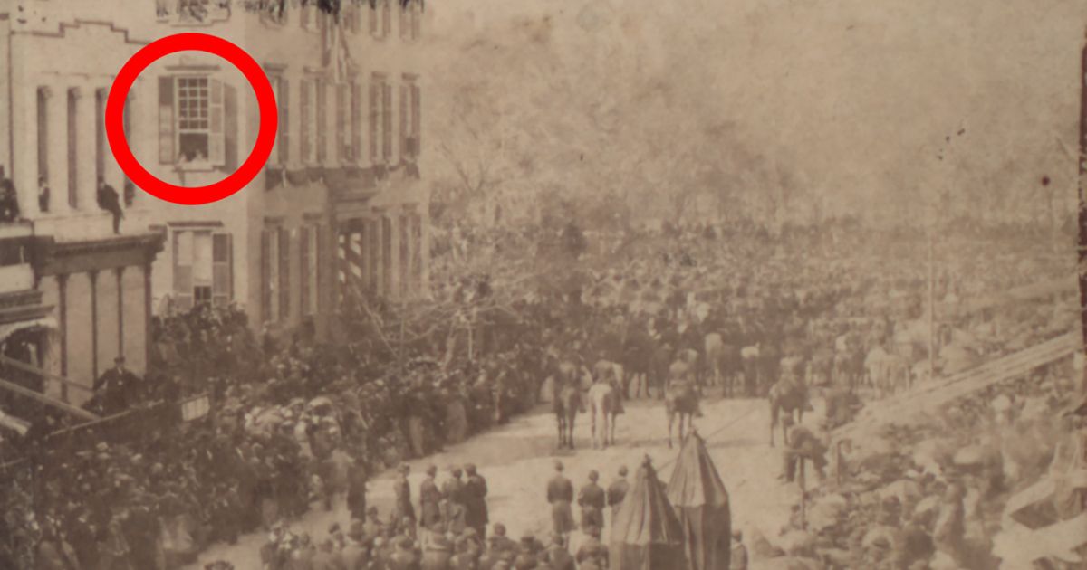 Theodore Roosevelt better known as Teddy was visible in a window in a picture or photo that was taken by a photographer at Abraham Lincoln's funeral procession in New York. (New York Public Library)
