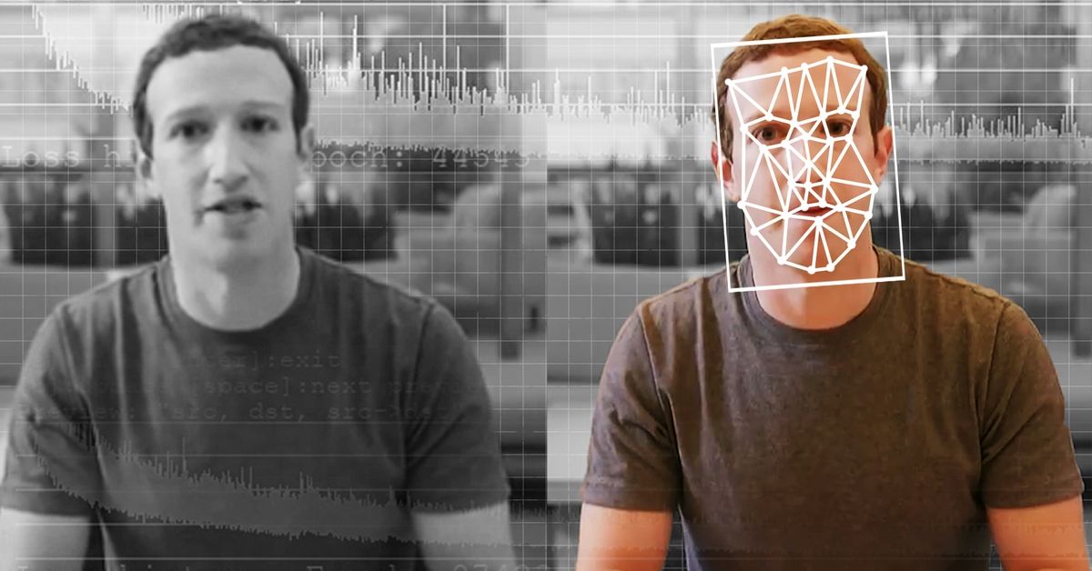 A comparison of an original and deepfake video of Facebook CEO Mark Zuckerberg. (Elyse Samuels/The Washington Post via Getty Images) (Elyse Samuels/The Washington Post via Getty Images)