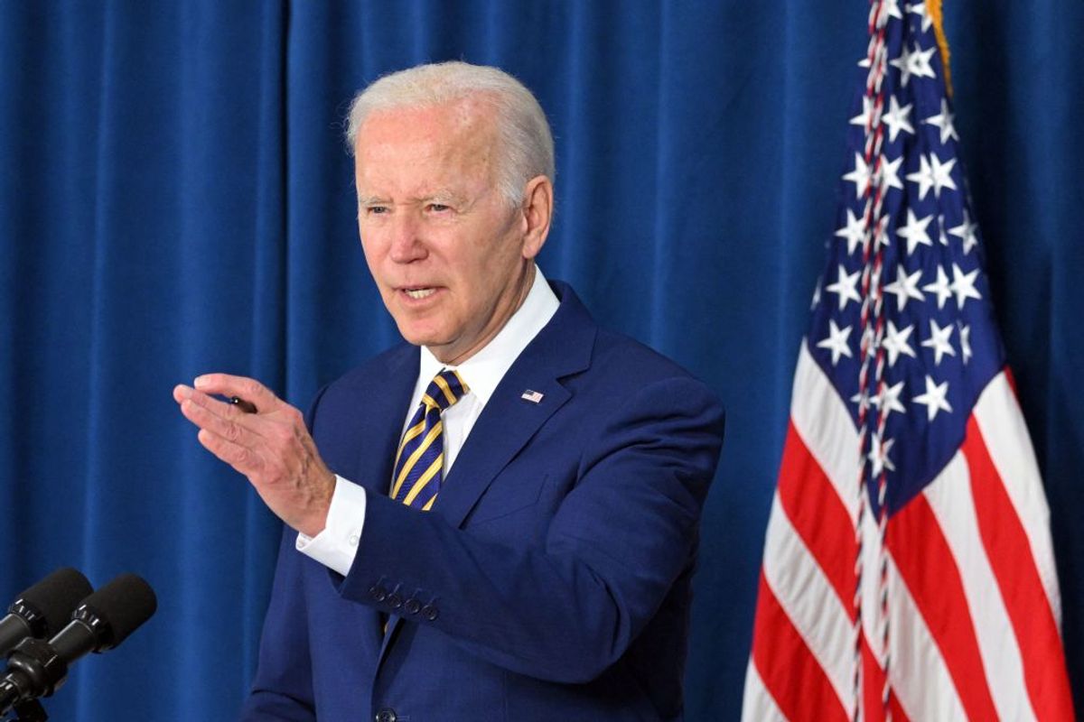 US President Joe Biden speaks about the May 2022 Jobs Report from the Rehoboth Beach Convention Center on June 3, 2022, in Rehoboth Beach, Delaware. - US employers added 390,000 jobs last month, the government reported on June 3, 2022, a sign of a slowdown in hiring but still a better-than-expected result. The jobless rate held steady at 3.6 percent for the third consecutive month, just a tenth of a point above the pre-pandemic level of February 2020, the Labor Department said. (Photo by MANDEL NGAN / AFP) (Photo by MANDEL NGAN/AFP via Getty Images) (Getty Images)