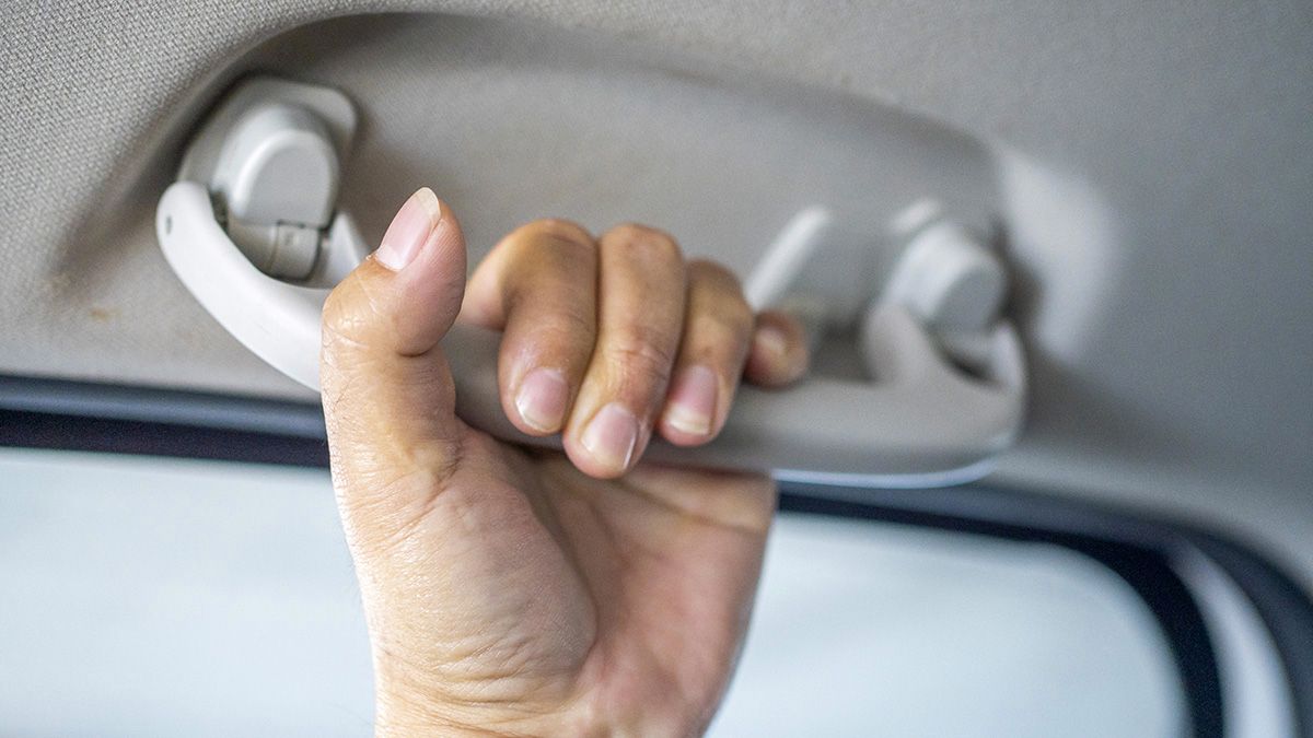 An online ad claimed that a car grab handle aka an oh shit or oh no handle had a hidden purpose that was realized and discovered by a TikTok user. (Courtesy: Athima Tongloom/Getty Images) (Athima Tongloom/Getty Images)