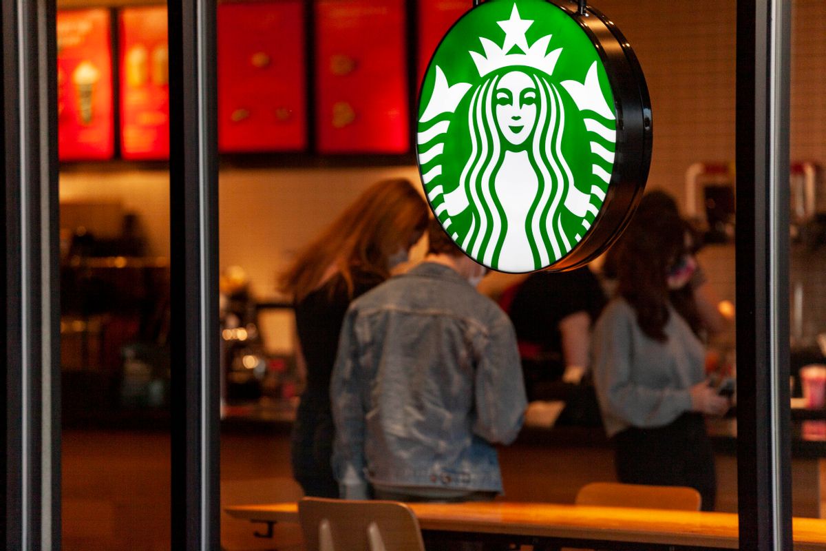 PERRYSBURG, OHIO, UNITED STATES - 2020/11/12: Starbucks coffee shop logo seen at one of their stores. (Photo by Stephen Zenner/SOPA Images/LightRocket via Getty Images) (Stephen Zenner/SOPA Images/LightRocket via Getty Images)