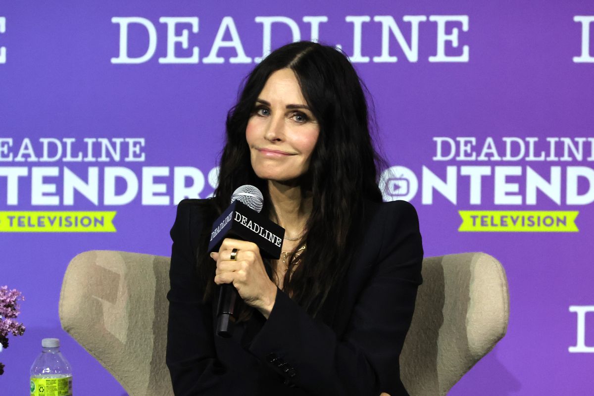 LOS ANGELES, CALIFORNIA - APRIL 10: Producer/Actor Courteney Cox speaks onstage during Starz's 'Shining Vale' panel during Deadline Contenders Television at Paramount Studios on April 10, 2022 in Los Angeles, California. (Photo by Kevin Winter/Getty Images for Deadline Hollywood ) (Kevin Winter/Getty Images for Deadline Hollywood)